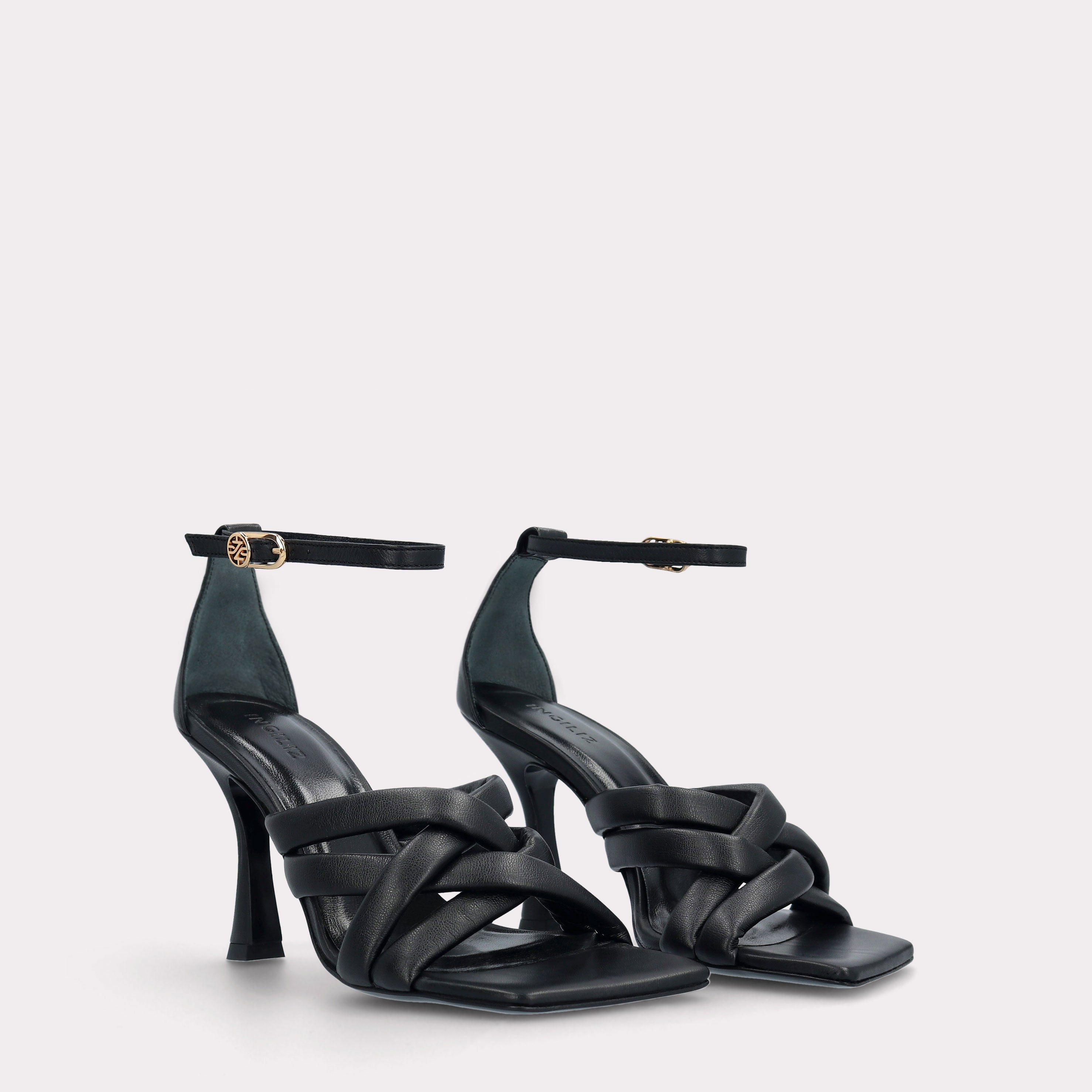 BETTY 02 BLACK LEATHER SANDALS