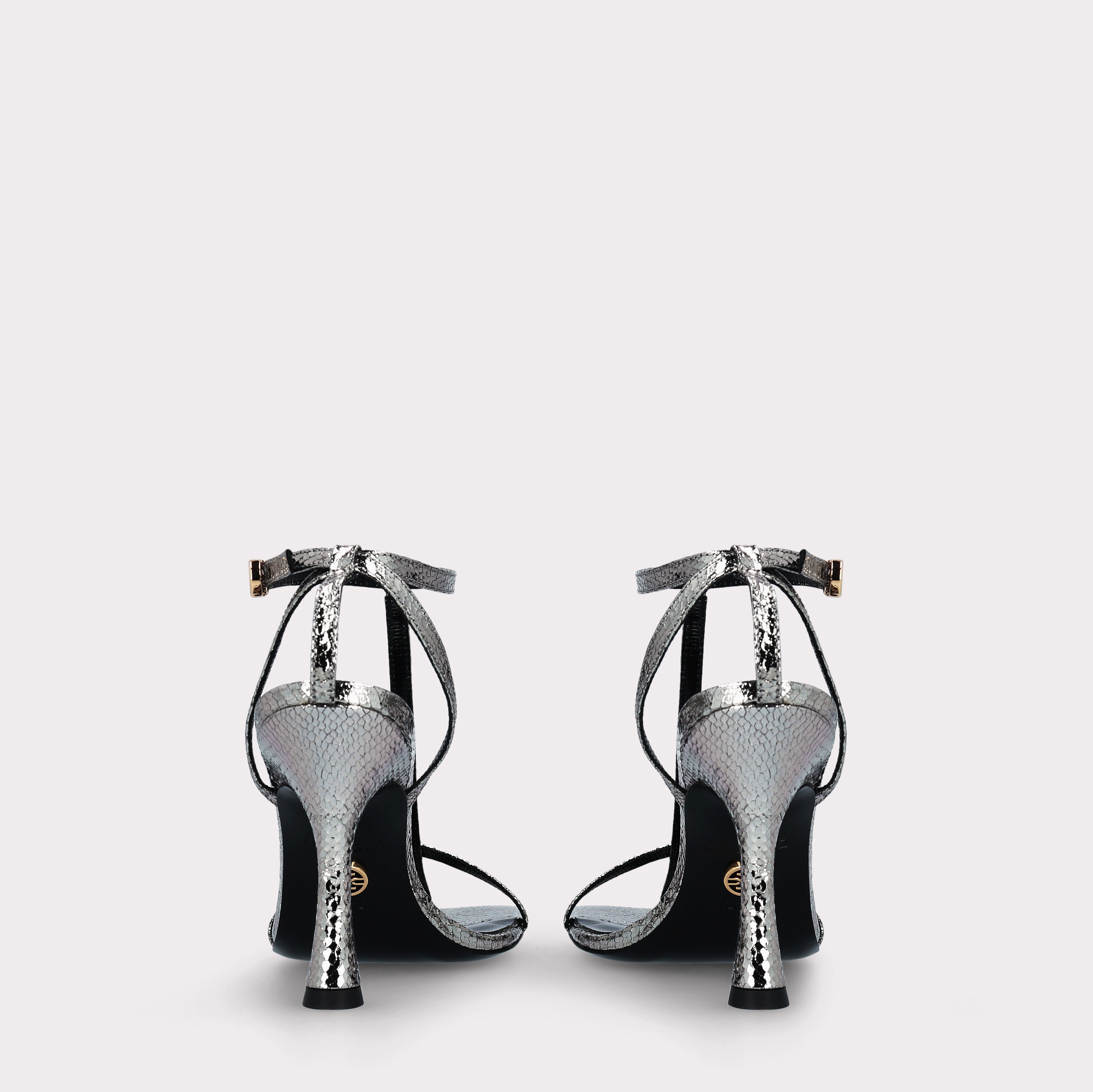 BETTY 05 MINI VIPER MIRROR DARK SILVER LEATHER SANDALS
