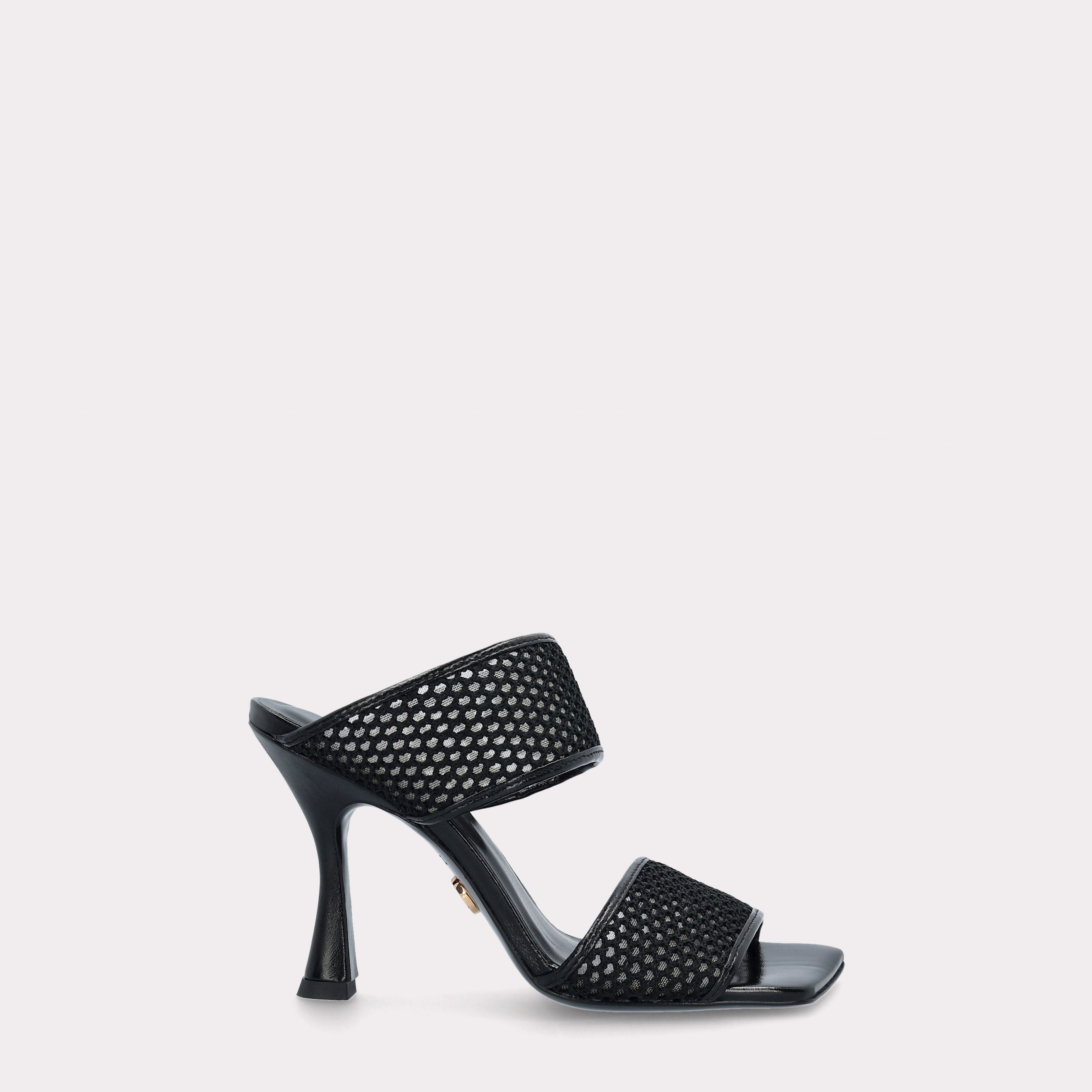 BETTY 21 BLACK MESH AND BLACK LEATHER SANDALS