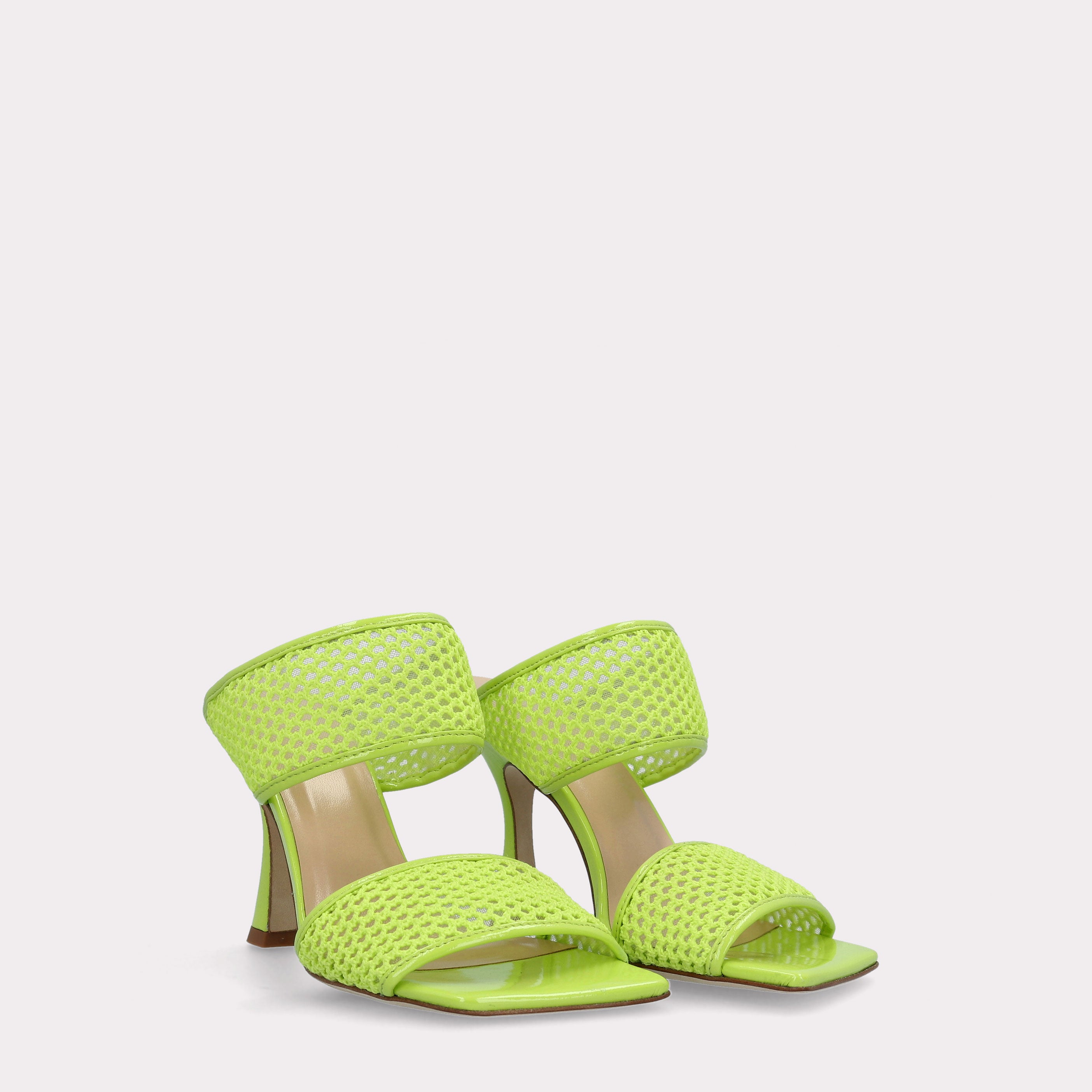 BETTY 21 GREEN MESH AND GREEN LEATHER SANDALS