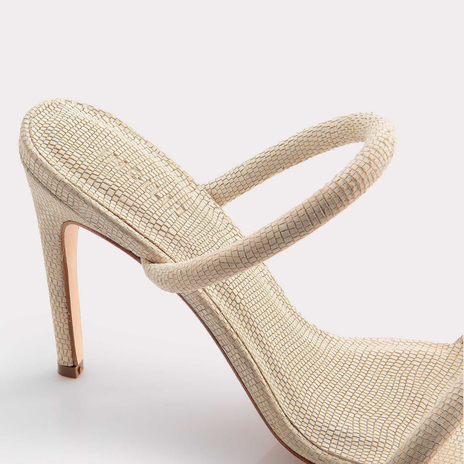 KATERINA OFF-WHITE LIZZARD EMBOSSED SUEDE LEATHER MULES