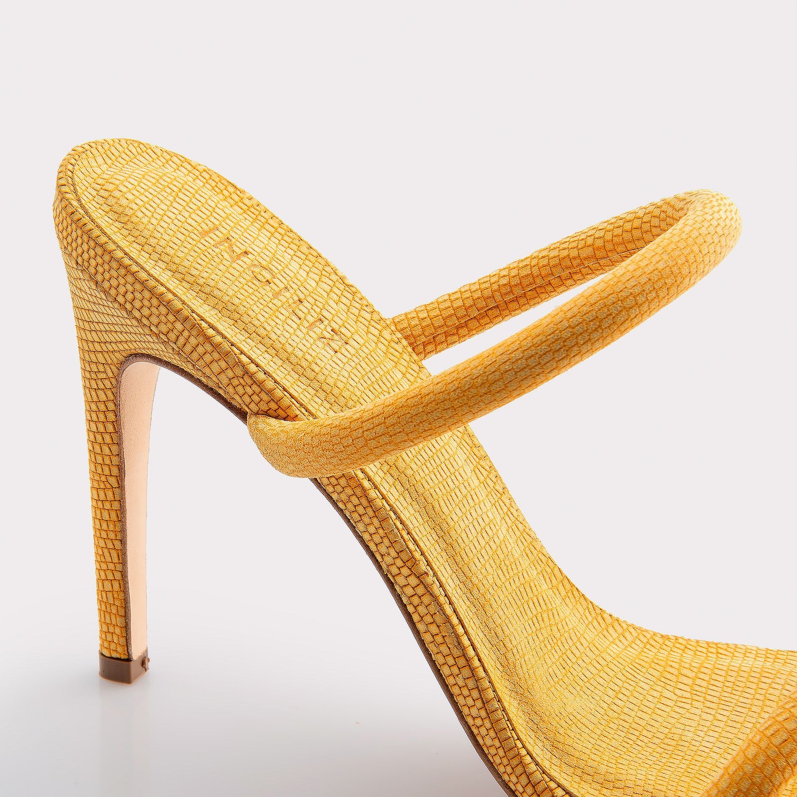 KATERINA YELLOW LIZZARD EMBOSSED SUEDE LEATHER MULES
