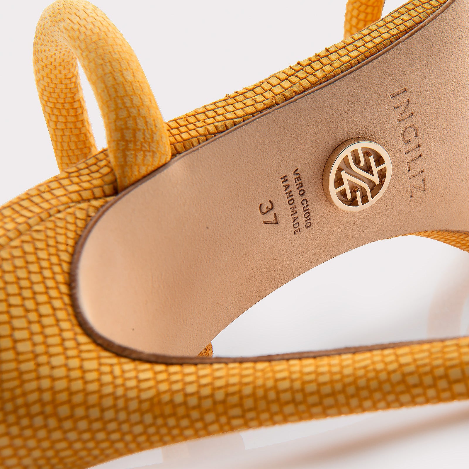 KATERINA YELLOW LIZZARD EMBOSSED SUEDE LEATHER MULES