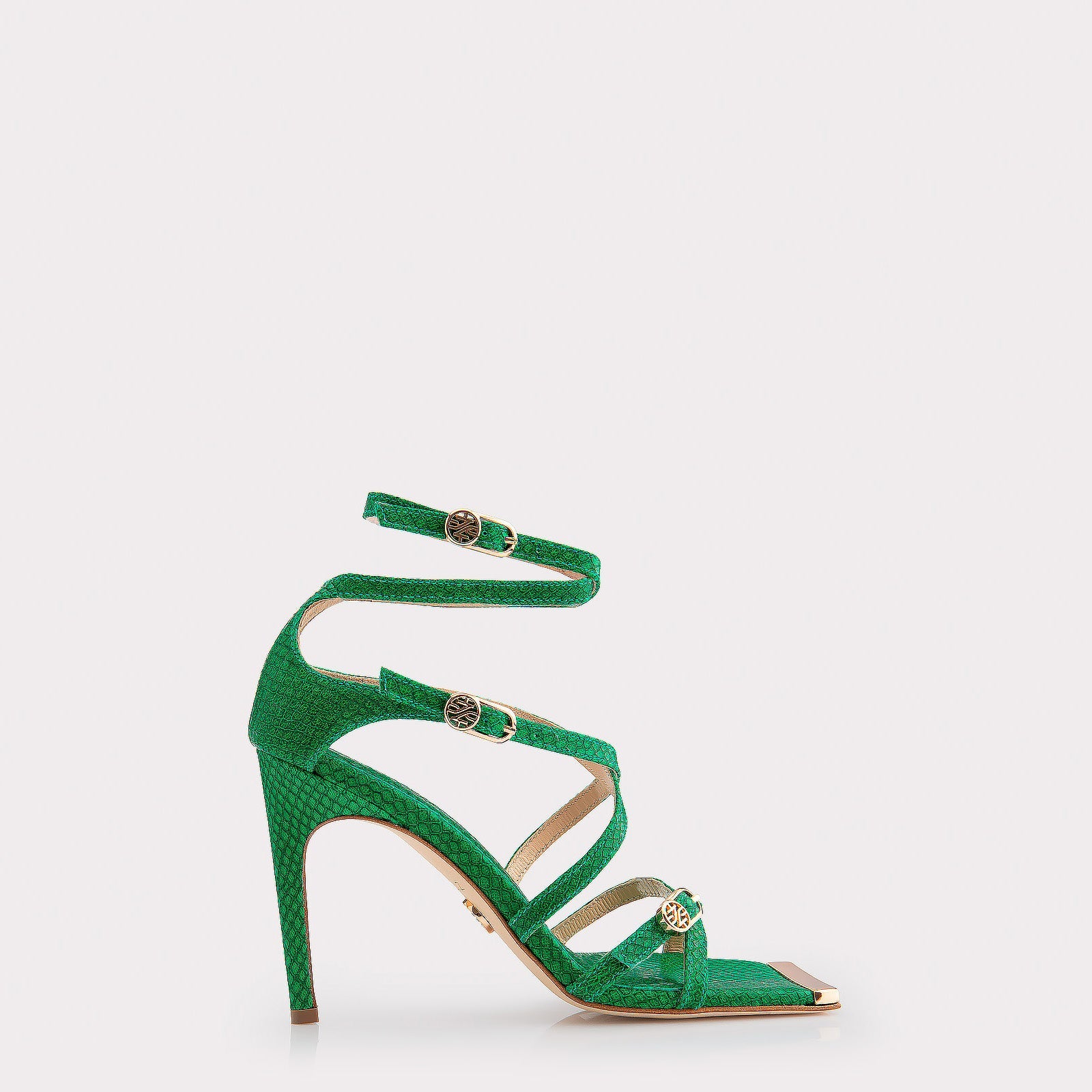 TEXTURED LEATHER SANDALS IVA GREEN