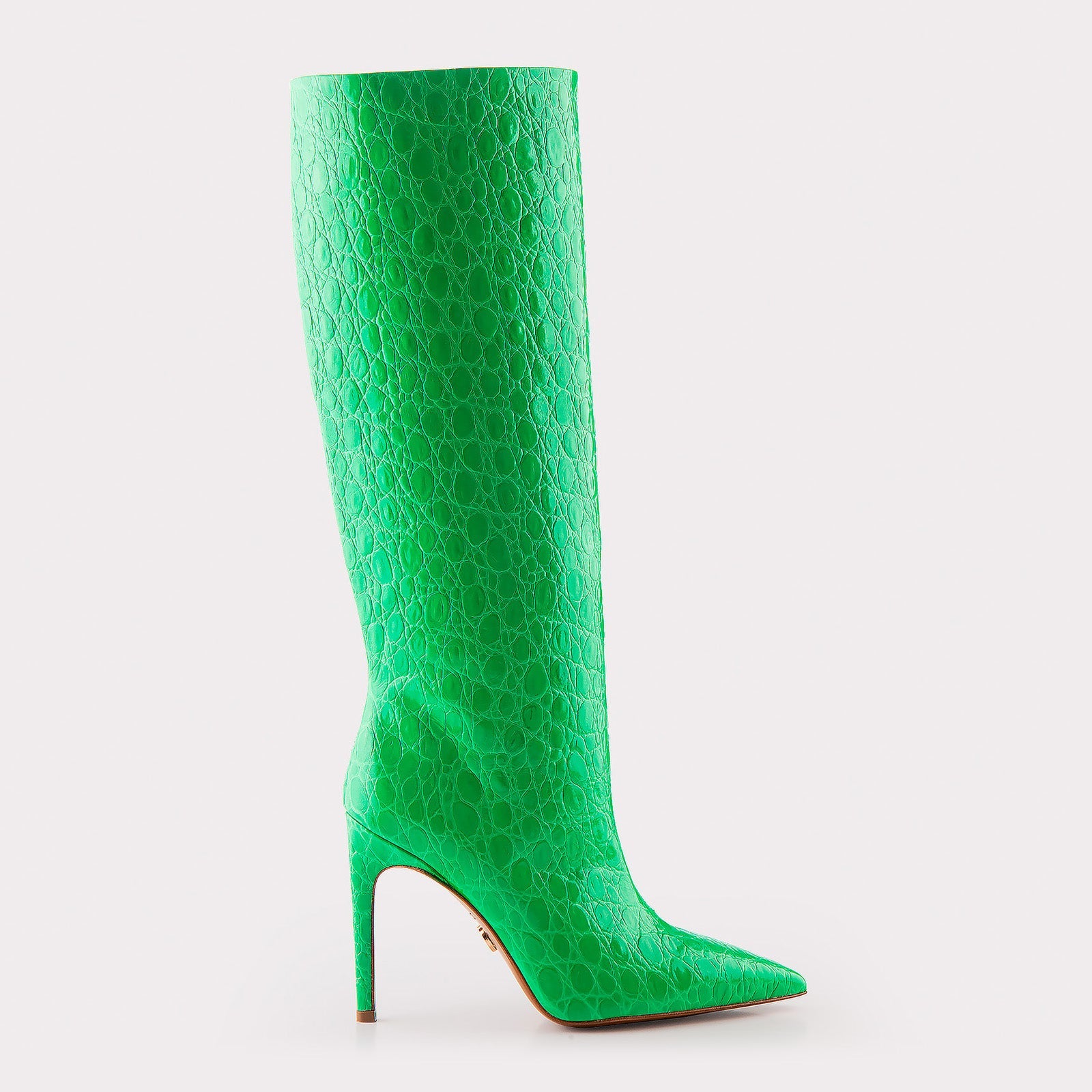 ANASTASIA 02 GREEN CROCO EMBOSSED LEATHER BOOTS