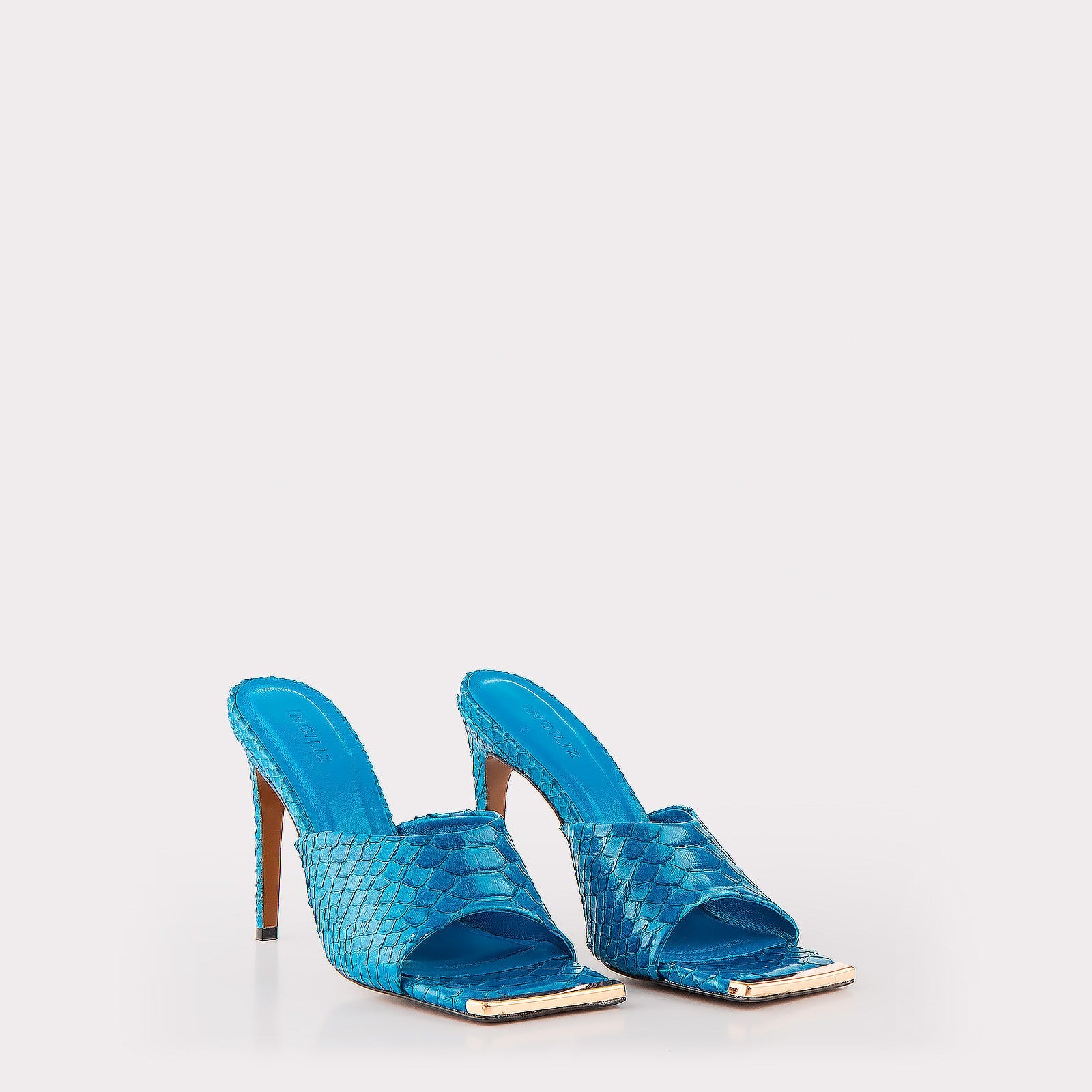 TEXTURED LEATHER MULES KALINA BLUE