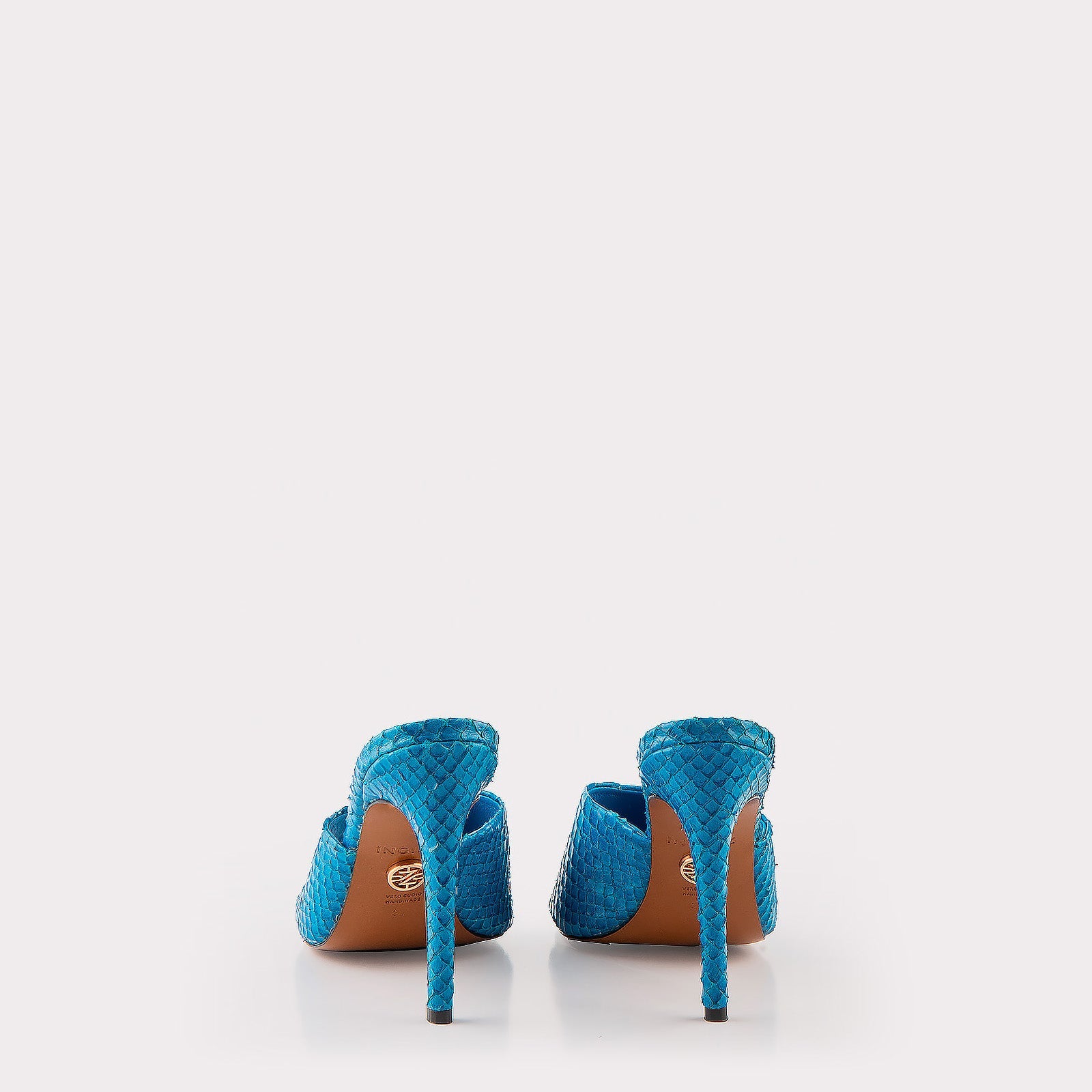 TEXTURED LEATHER MULES KALINA BLUE