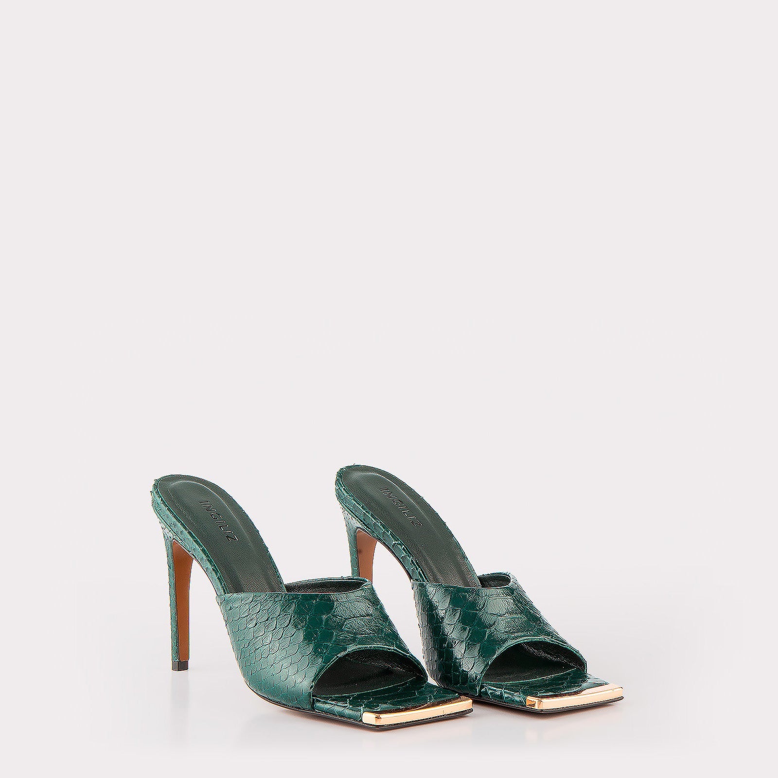 TEXTURED LEATHER MULES KALINA WINTER GREEN