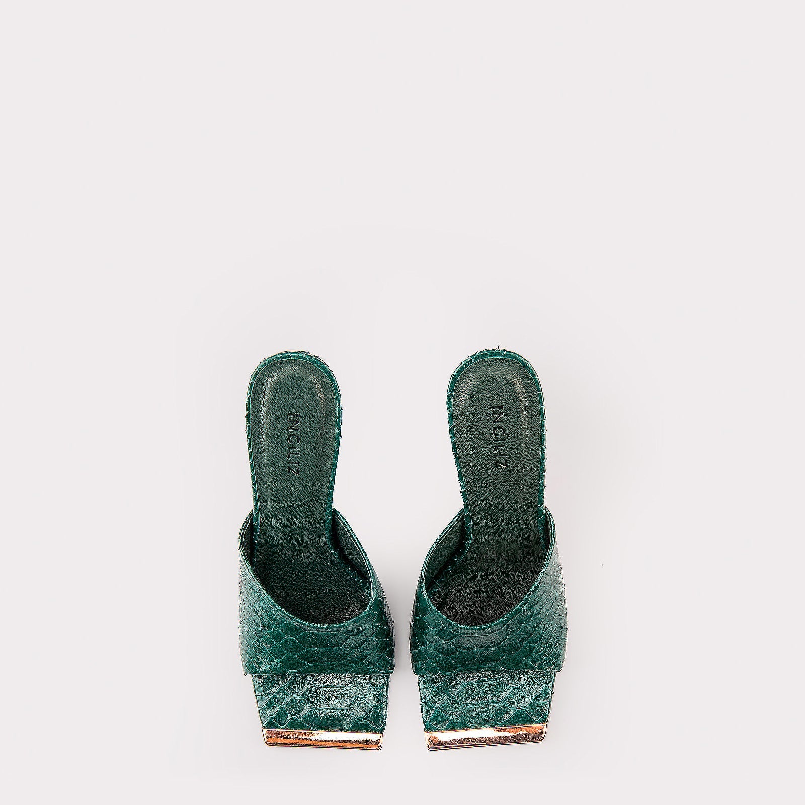 TEXTURED LEATHER MULES KALINA WINTER GREEN